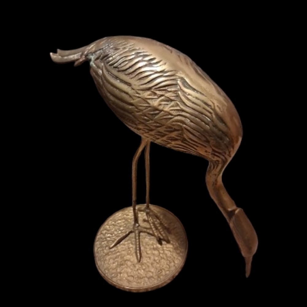 VTG Brass Crane Herron Bird, Large 13.25" Tall
